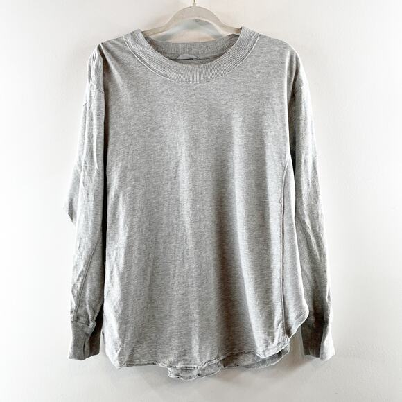 Aerie Let's Stretch Long Sleeve Boyfriend Tee Shirt Gray Small - Picture 2 of 4